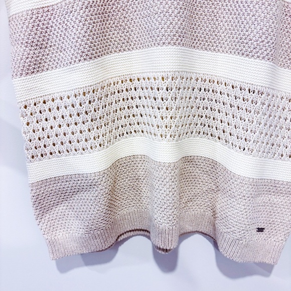 TOMMY HILFIGER – Beige striped cotton knit sweater | Classic cozy | Medium * - Picture 6 of 8